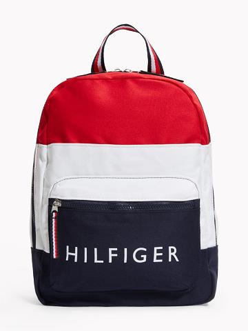 Lány Tommy Hilfiger Colorblock Backpack Táska Kék Fehér Piros | HU 2020ILH